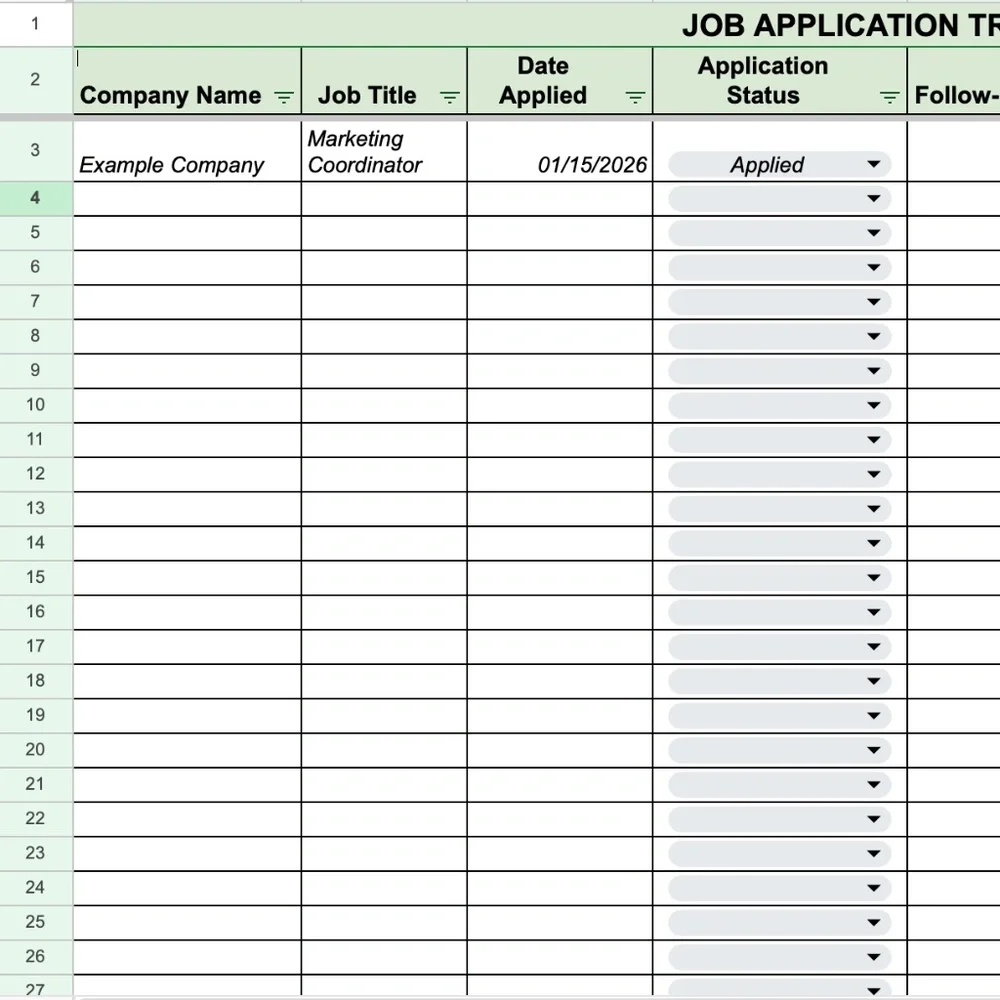 INSTANT DIGITAL DOWNLOAD - Job Application Tracker (google sheets)